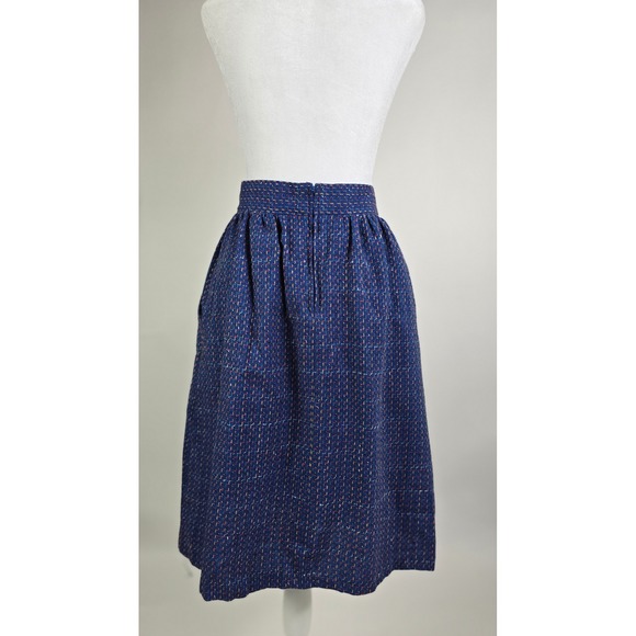 Norton McNaughton Vintage Blue Textured Zig Zag Pleated Midi Skirt Womens 10 - Picture 5 of 9